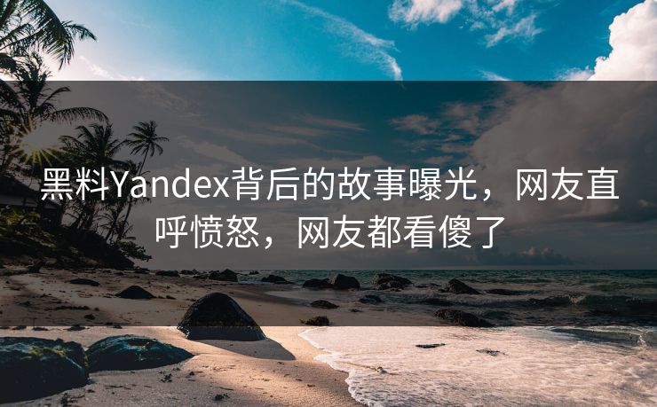 黑料Yandex背后的故事曝光，网友直呼愤怒，网友都看傻了  第1张