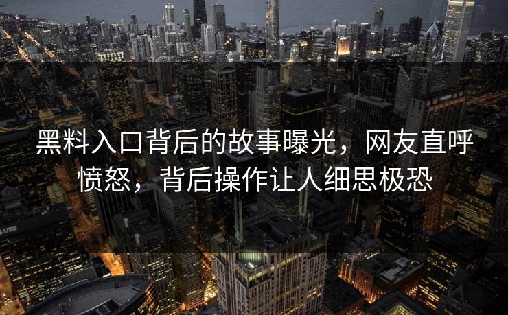 黑料入口背后的故事曝光，网友直呼愤怒，背后操作让人细思极恐