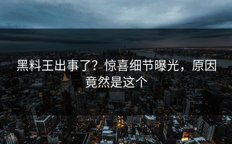 黑料王出事了？惊喜细节曝光，原因竟然是这个  第1张