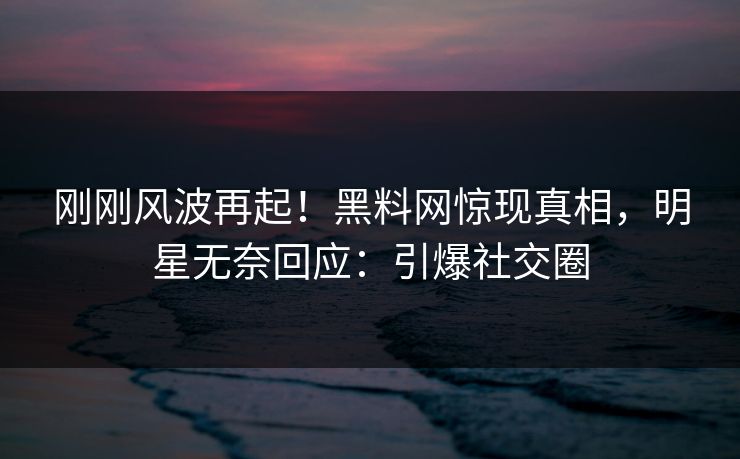 刚刚风波再起！黑料网惊现真相，明星无奈回应：引爆社交圈  第1张