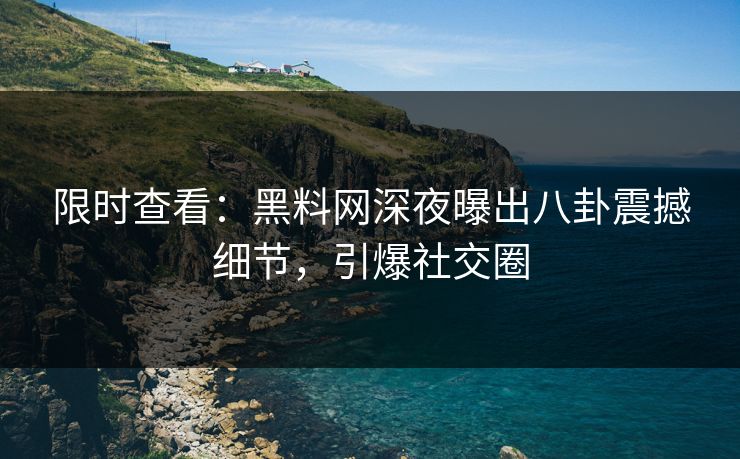 限时查看：黑料网深夜曝出八卦震撼细节，引爆社交圈  第1张