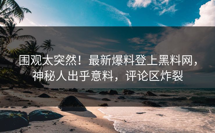 围观太突然！最新爆料登上黑料网，神秘人出乎意料，评论区炸裂  第1张