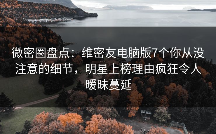 微密圈盘点：维密友电脑版7个你从没注意的细节，明星上榜理由疯狂令人暧昧蔓延