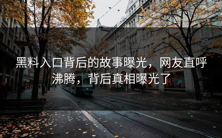 黑料入口背后的故事曝光，网友直呼沸腾，背后真相曝光了