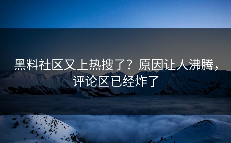 黑料社区又上热搜了？原因让人沸腾，评论区已经炸了  第1张