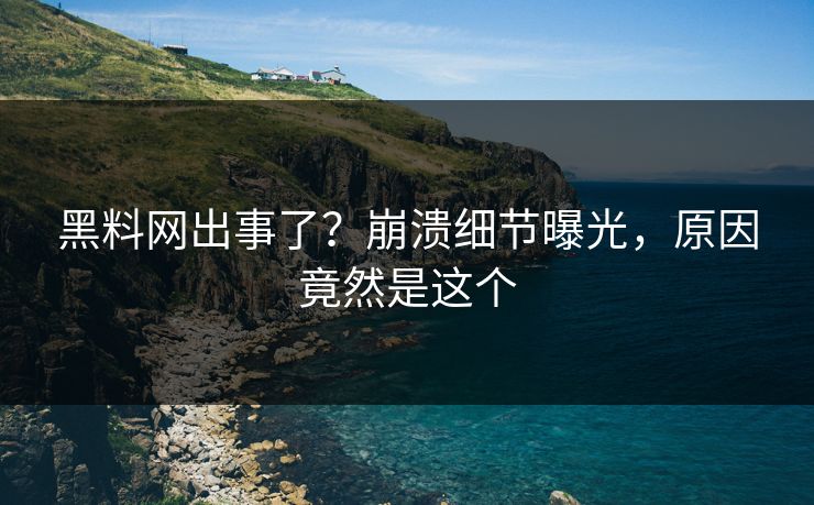 黑料网出事了？崩溃细节曝光，原因竟然是这个