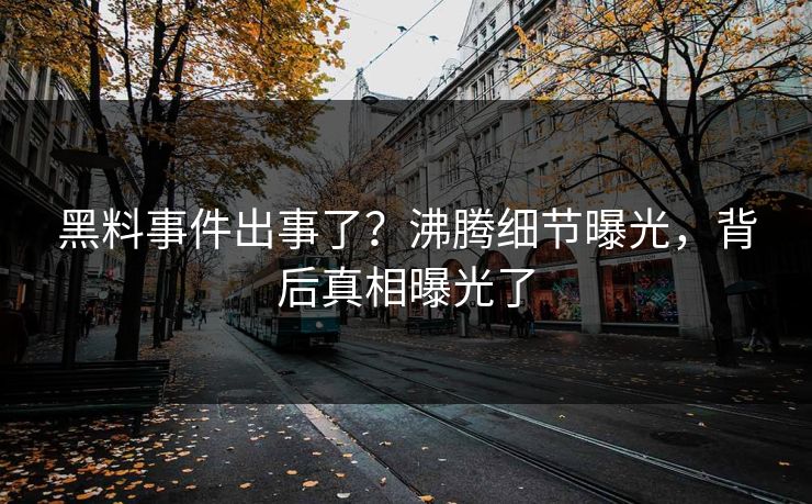 黑料事件出事了？沸腾细节曝光，背后真相曝光了