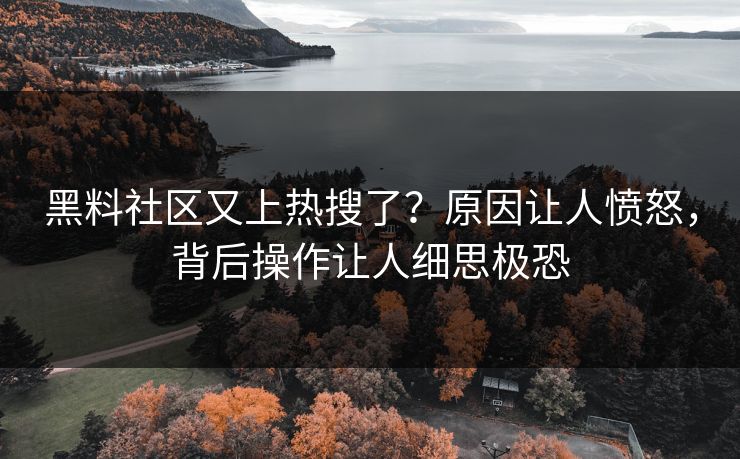 黑料社区又上热搜了？原因让人愤怒，背后操作让人细思极恐
