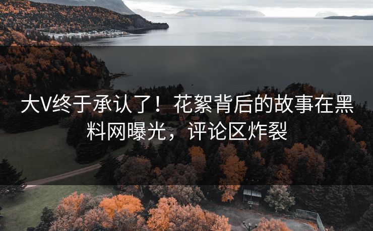 大V终于承认了！花絮背后的故事在黑料网曝光，评论区炸裂