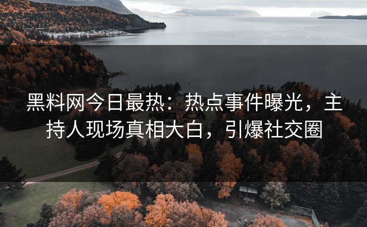 黑料网今日最热：热点事件曝光，主持人现场真相大白，引爆社交圈