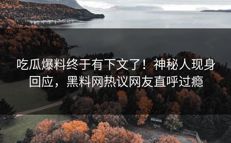 吃瓜爆料终于有下文了！神秘人现身回应，黑料网热议网友直呼过瘾