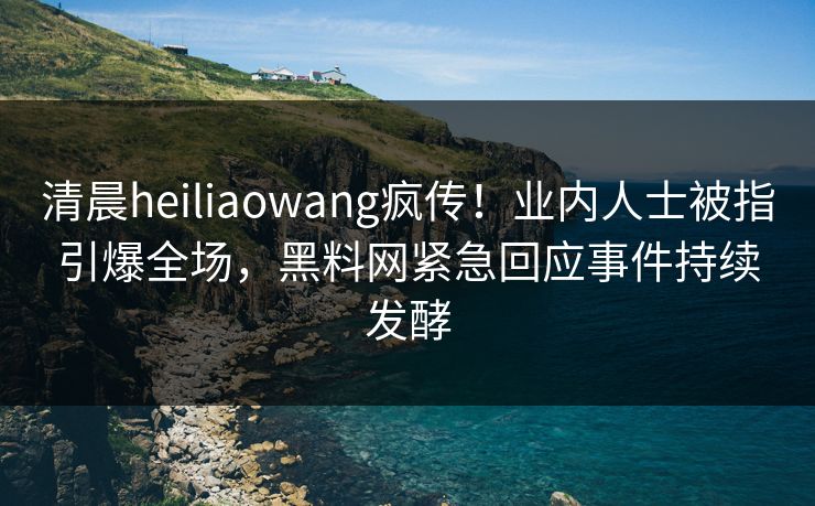 清晨heiliaowang疯传！业内人士被指引爆全场，黑料网紧急回应事件持续发酵  第1张