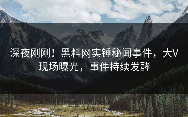 深夜刚刚！黑料网实锤秘闻事件，大V现场曝光，事件持续发酵