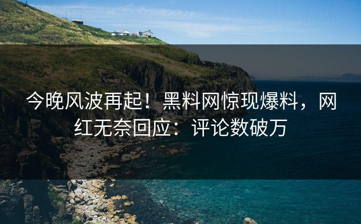 今晚风波再起！黑料网惊现爆料，网红无奈回应：评论数破万  第1张