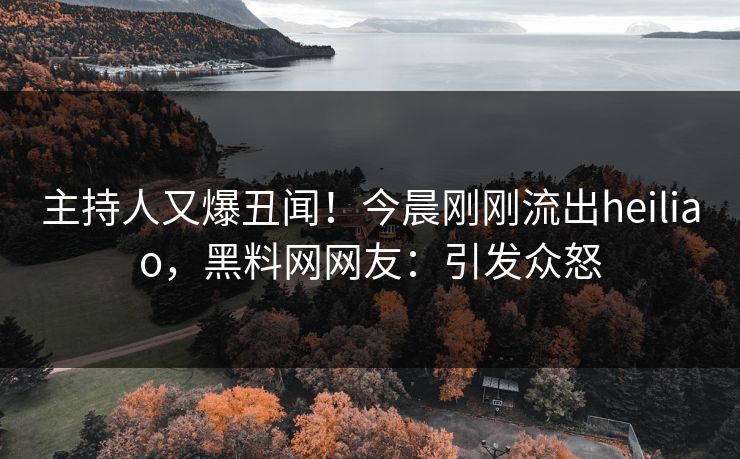 主持人又爆丑闻！今晨刚刚流出heiliao，黑料网网友：引发众怒  第1张