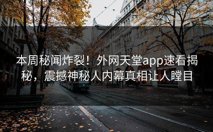 本周秘闻炸裂！外网天堂app速看揭秘，震撼神秘人内幕真相让人瞠目