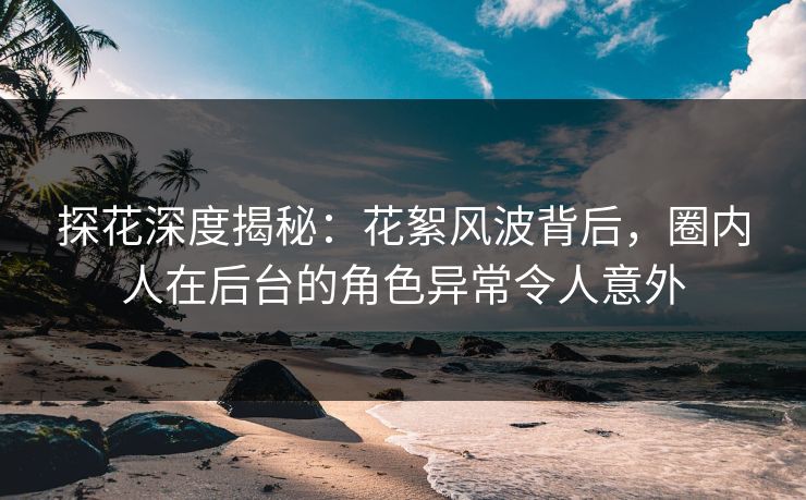探花深度揭秘：花絮风波背后，圈内人在后台的角色异常令人意外