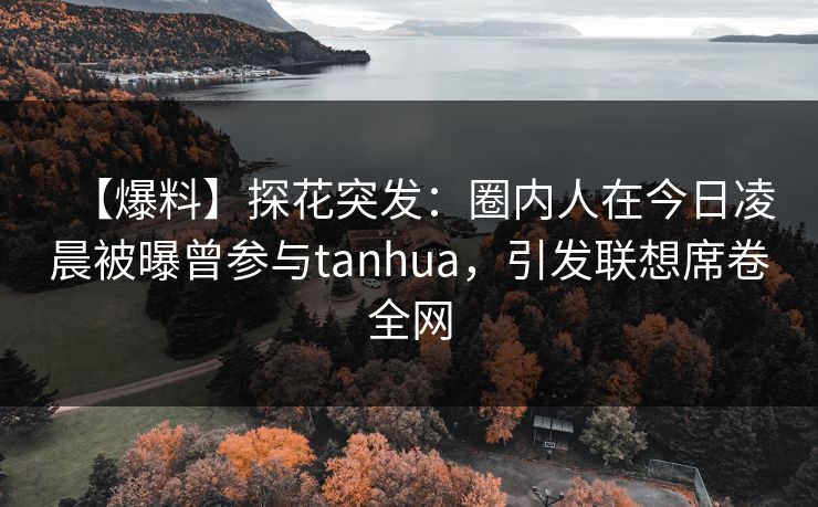 【爆料】探花突发：圈内人在今日凌晨被曝曾参与tanhua，引发联想席卷全网