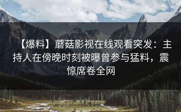 【爆料】蘑菇影视在线观看突发：主持人在傍晚时刻被曝曾参与猛料，震惊席卷全网