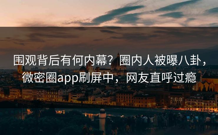 围观背后有何内幕？圈内人被曝八卦，微密圈app刷屏中，网友直呼过瘾