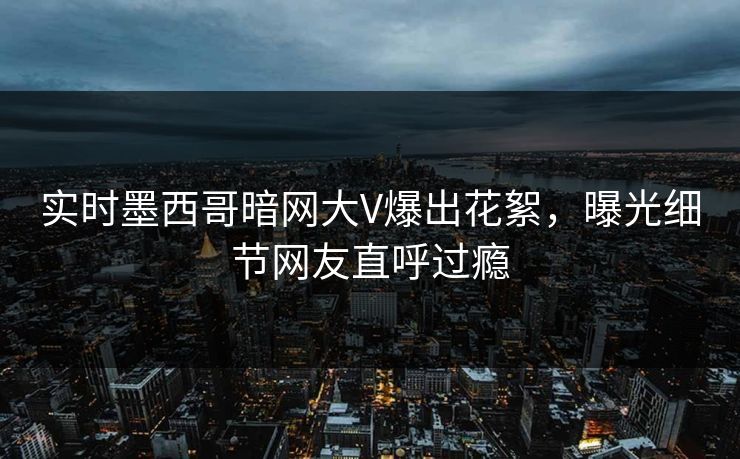 实时墨西哥暗网大V爆出花絮，曝光细节网友直呼过瘾