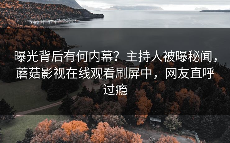 曝光背后有何内幕？主持人被曝秘闻，蘑菇影视在线观看刷屏中，网友直呼过瘾