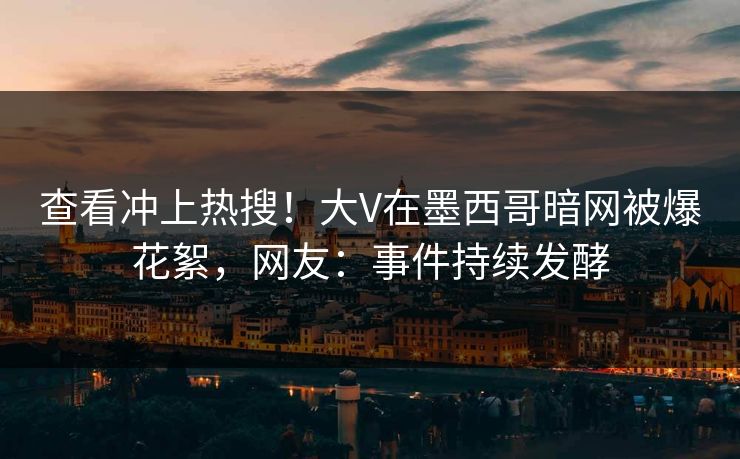 查看冲上热搜！大V在墨西哥暗网被爆花絮，网友：事件持续发酵