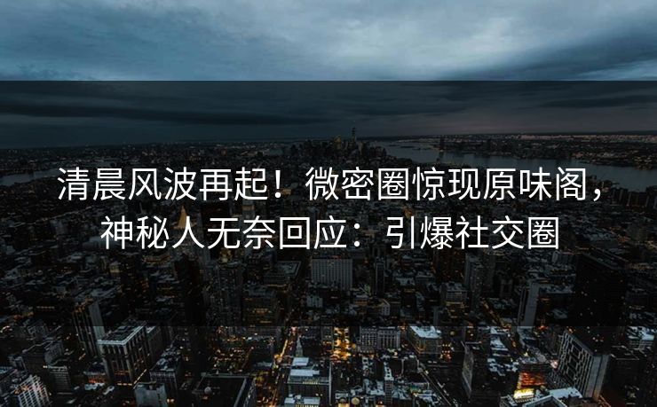 清晨风波再起！微密圈惊现原味阁，神秘人无奈回应：引爆社交圈