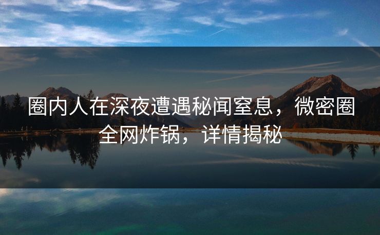 圈内人在深夜遭遇秘闻窒息，微密圈全网炸锅，详情揭秘