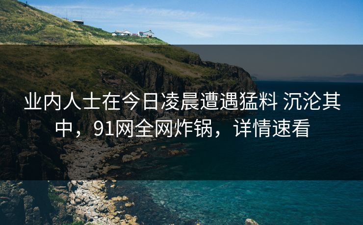 业内人士在今日凌晨遭遇猛料 沉沦其中，91网全网炸锅，详情速看